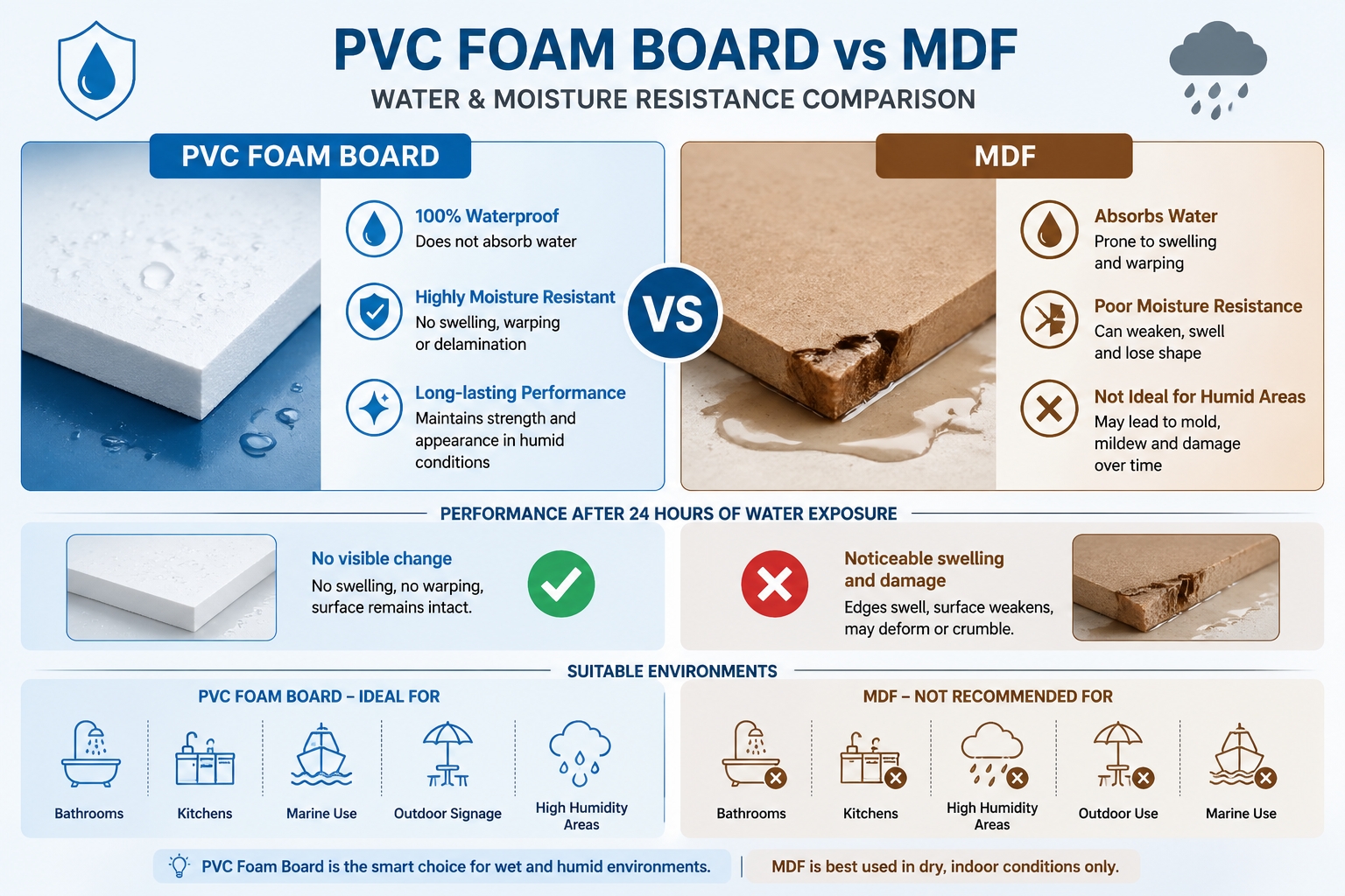 Tablero de espuma de PVC versus MDF: &iquest;Cu&aacute;l es mejor para muebles y gabinetes?